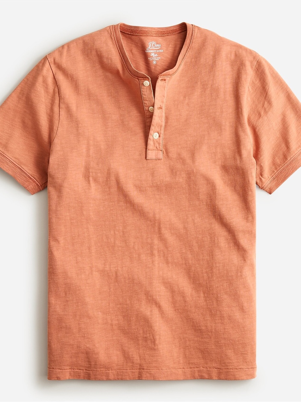 J. Crew Mens Coral Orange Short-Sleeve Button Up Lightweight Henley Shirt NWT
